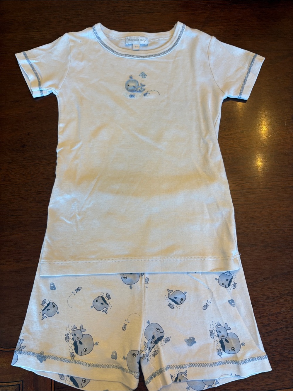 Magnolia Baby White and Blue Whale Pajama Set